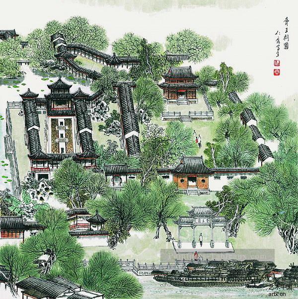 Cao renrong Suzhou Park murs chinois traditionnel Peintures à l'huile